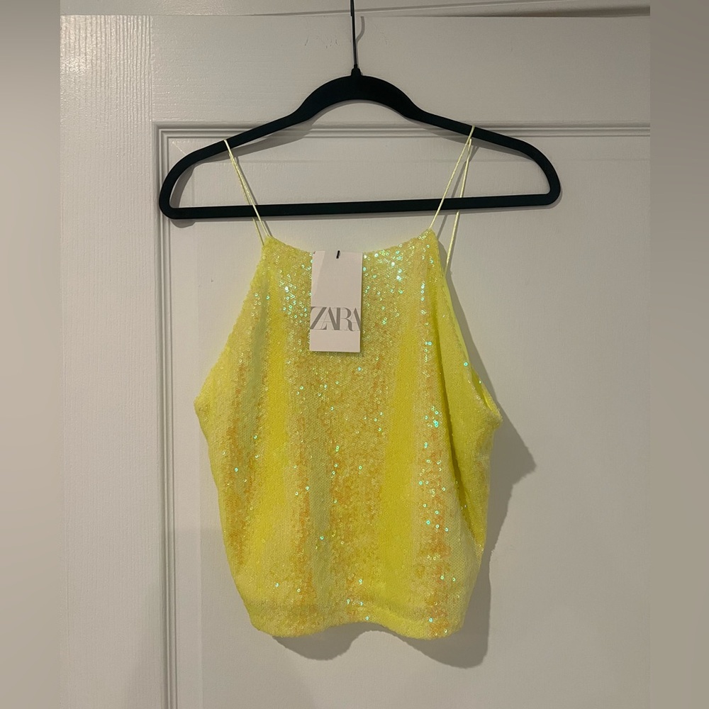 Zara Gold Sequin Camisole Sleeveless Top